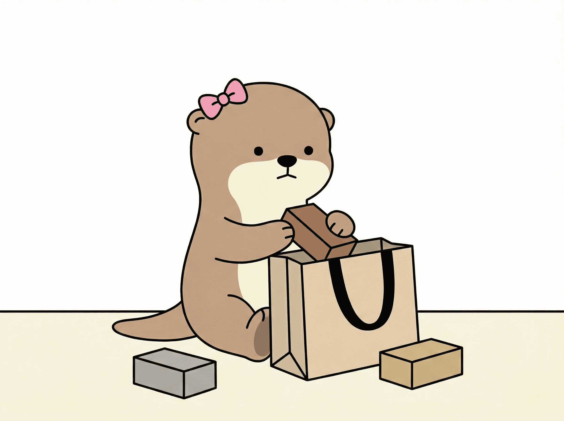 가방에 물건을 챙기는 달순이